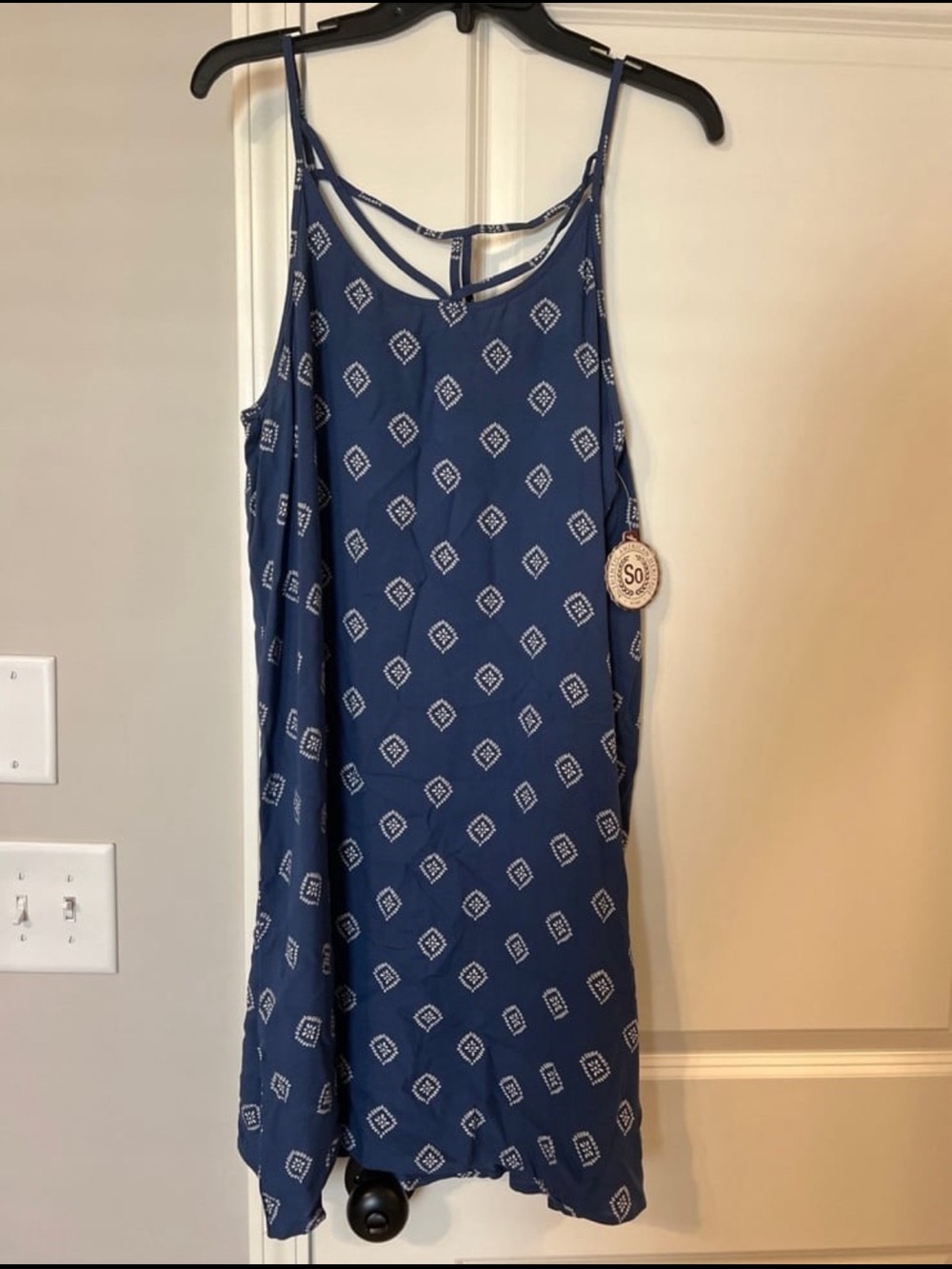 SO Navy Cross Strap Dress Size Large